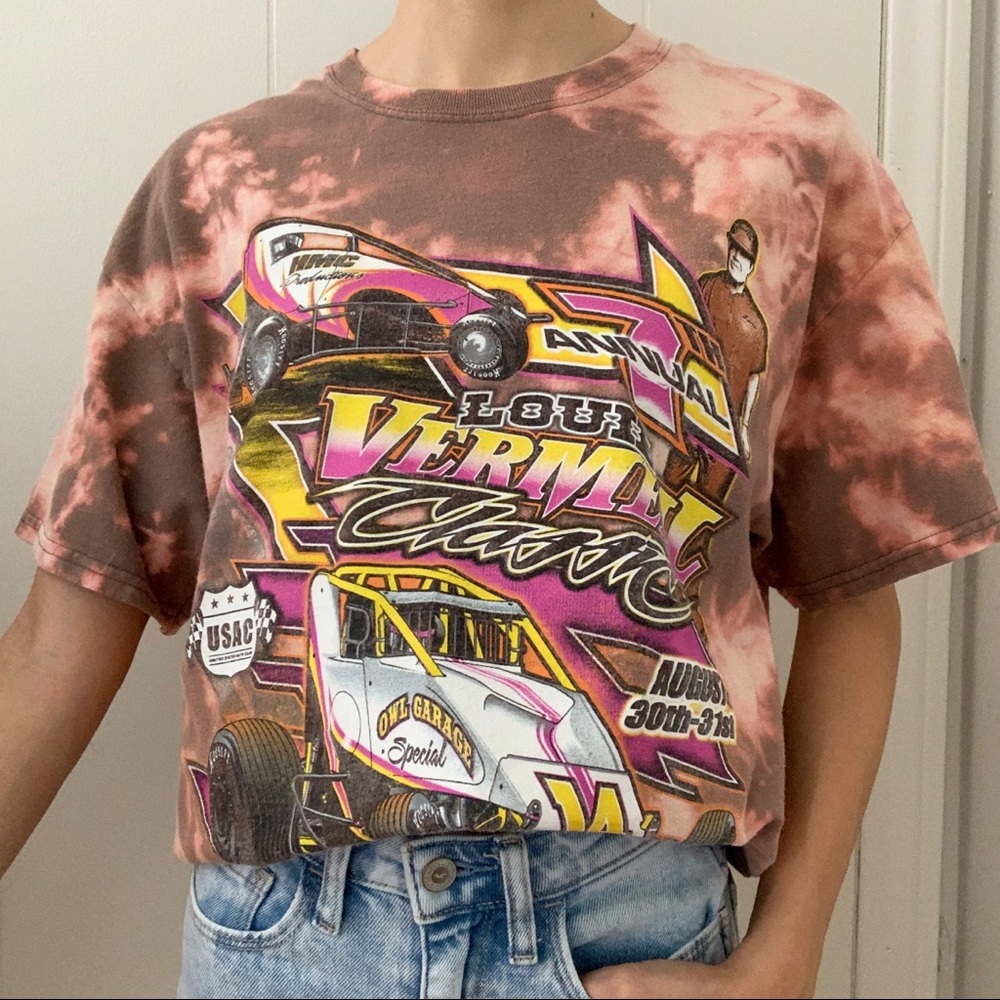 Louie Vermeil Bleached Tie-Dyed Racing T-Shirt